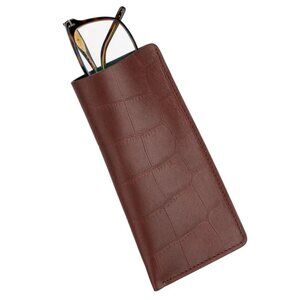 Real Calfskin Eyewear Cover – Alligator Embossed Leather - Morrocan Red